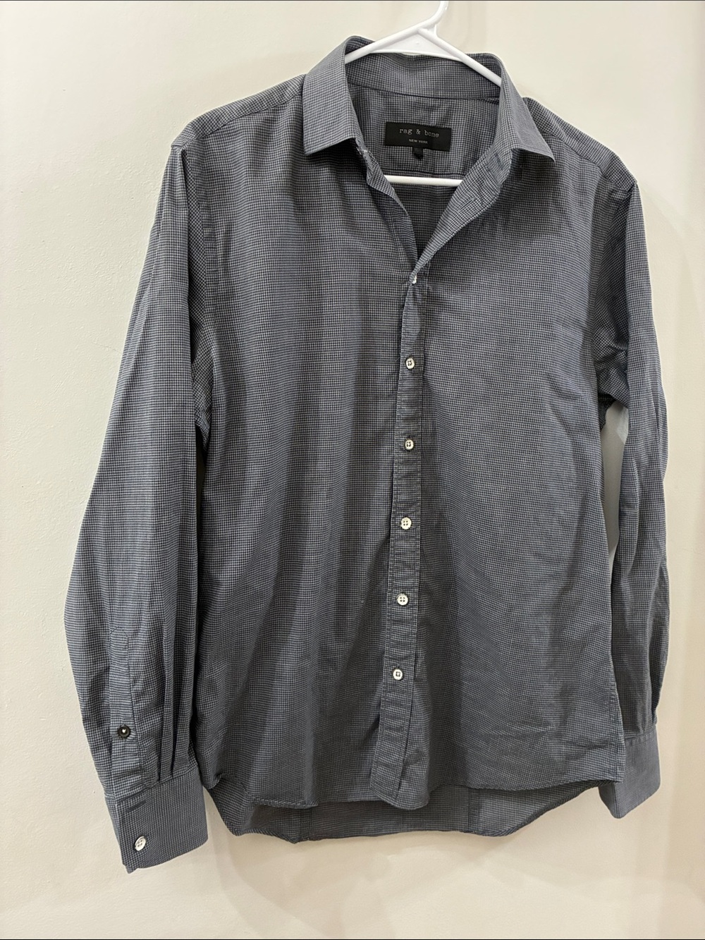 rag & bone Men's Long Sleeve Button-Up Shirt - Gray check - size 15.5